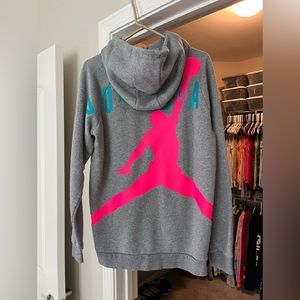 Nike Air Jordan Hoodie grey/pink/turquoise Size M